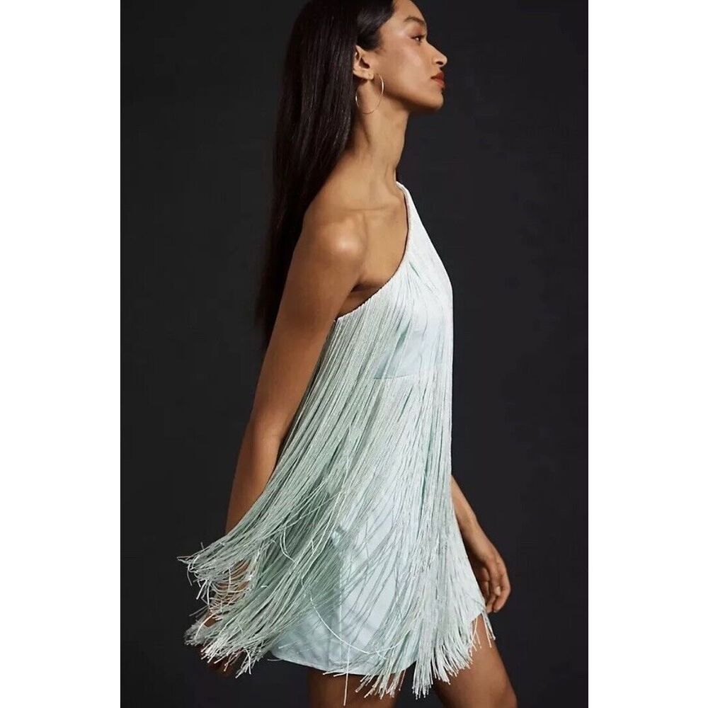 NWT Anthropologie Hutch One-Shoulder Fringed Mini Dress Size Xs - Picture 2 of 10